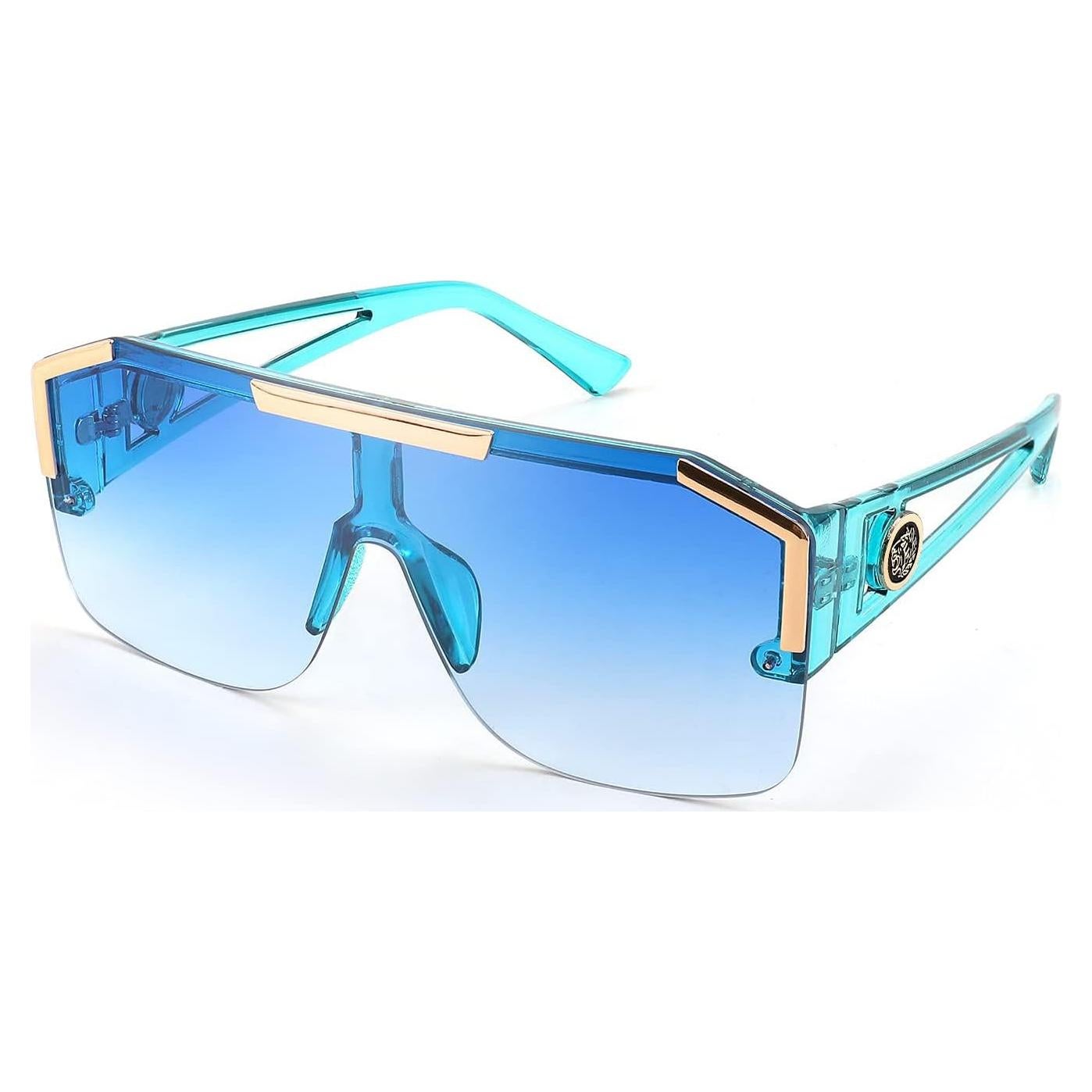 Gafas de Sol FEISEDY Cuadradas UV400 Gran Marco Azul Claro