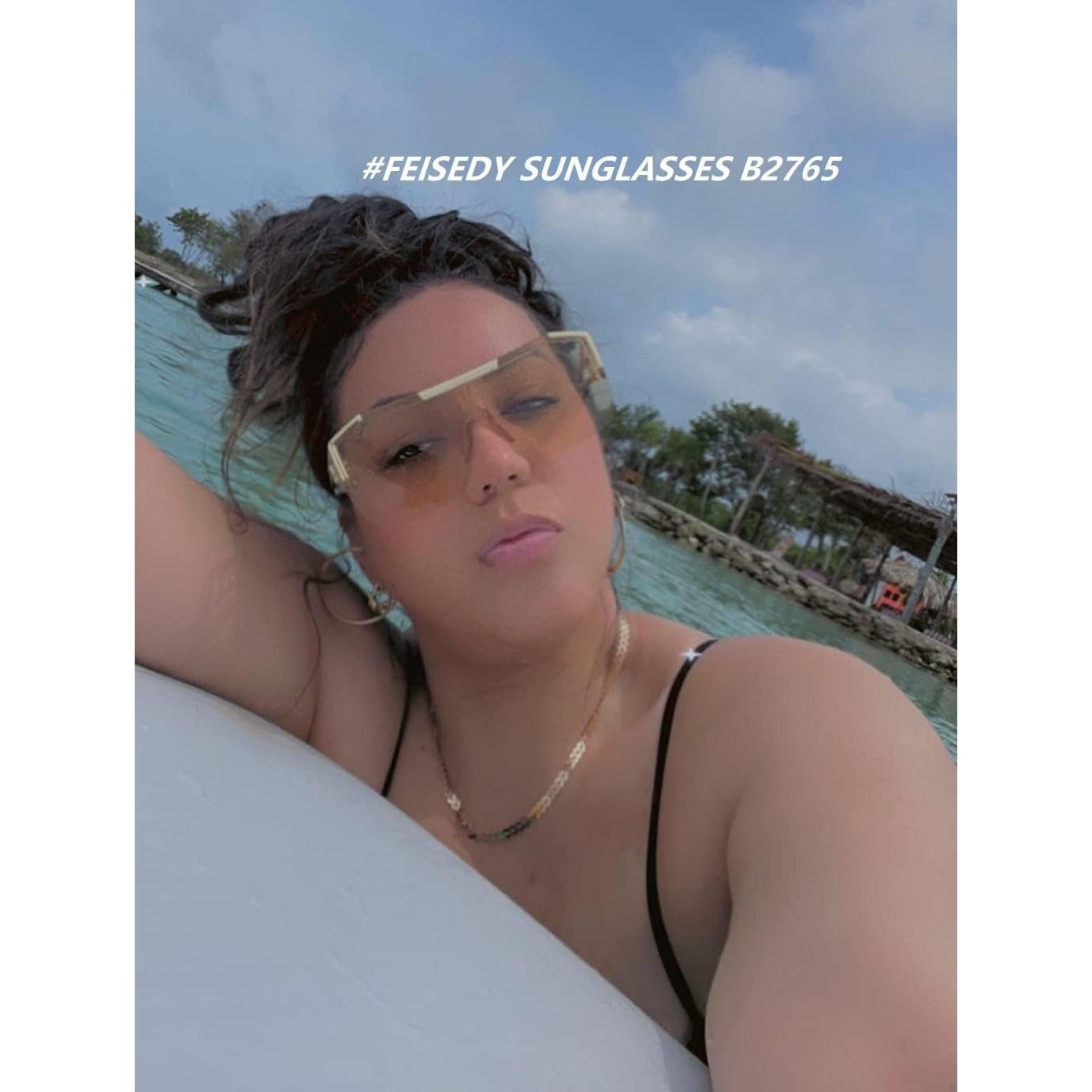 Gafas de Sol FEISEDY Cuadradas UV400 Rosa Champán