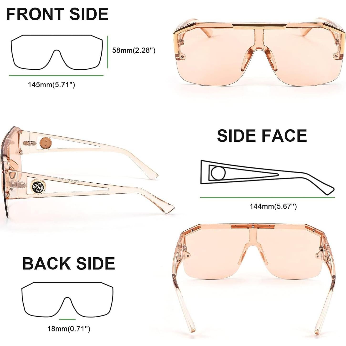 Gafas de Sol FEISEDY Cuadradas UV400 Rosa Champán