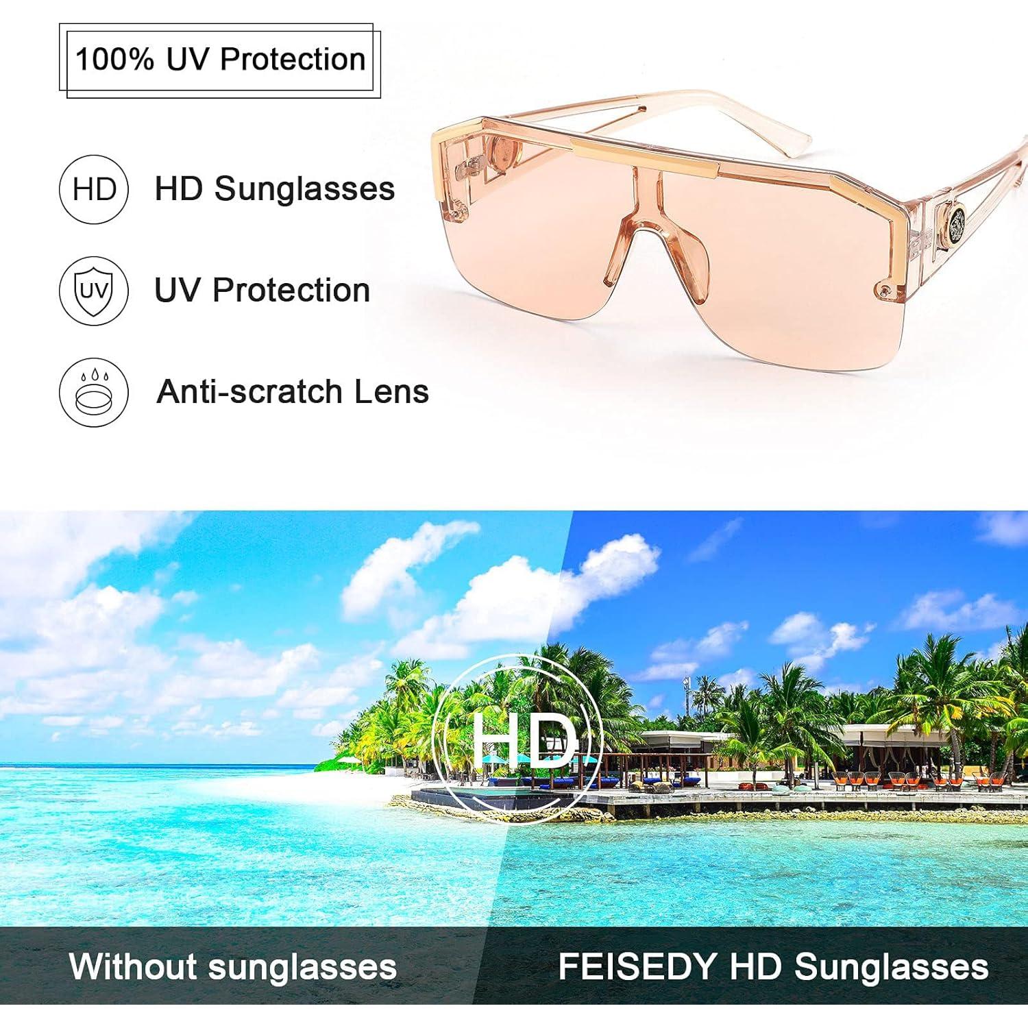 Gafas de Sol FEISEDY Cuadradas UV400 Rosa Champán