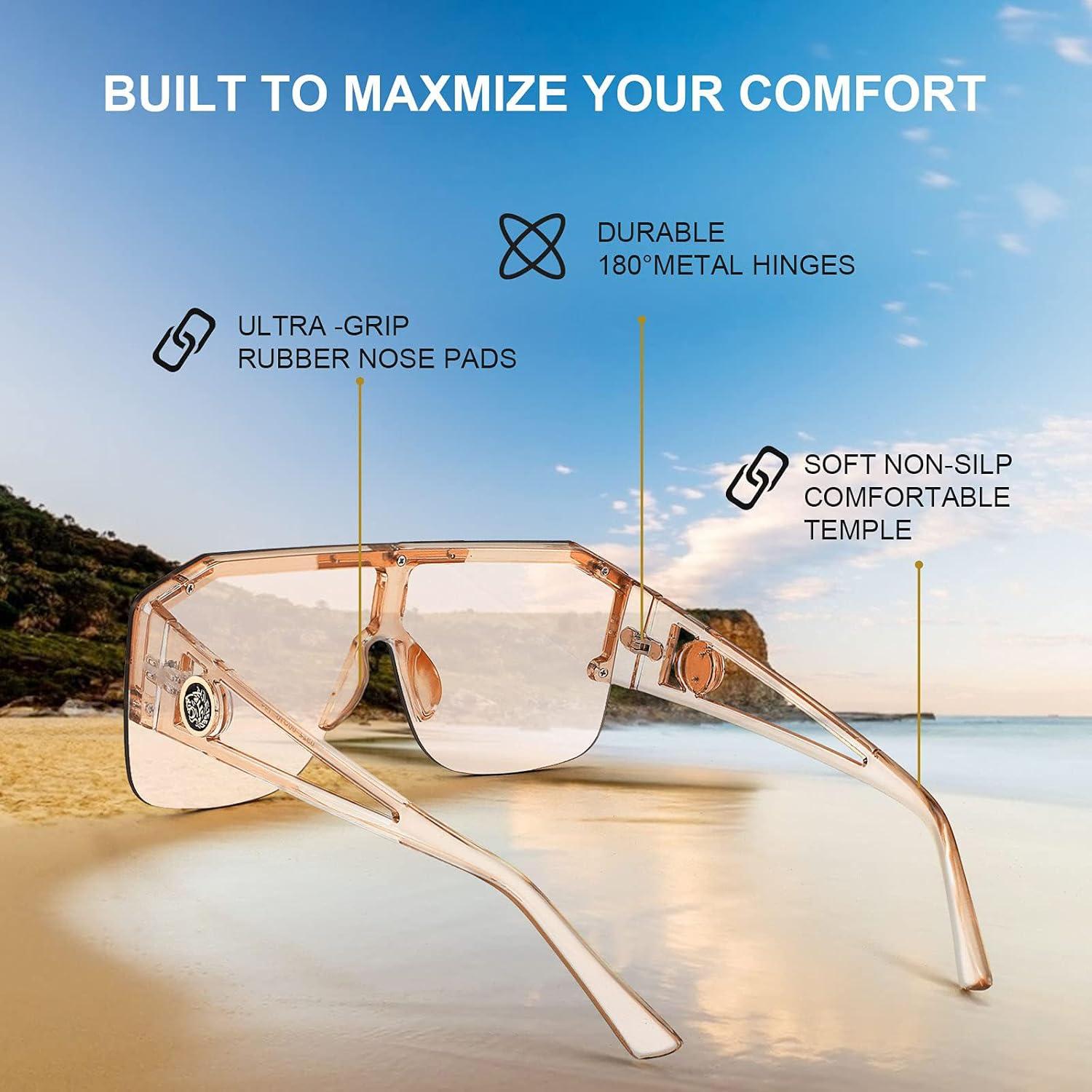 Gafas de Sol FEISEDY Cuadradas UV400 Rosa Champán