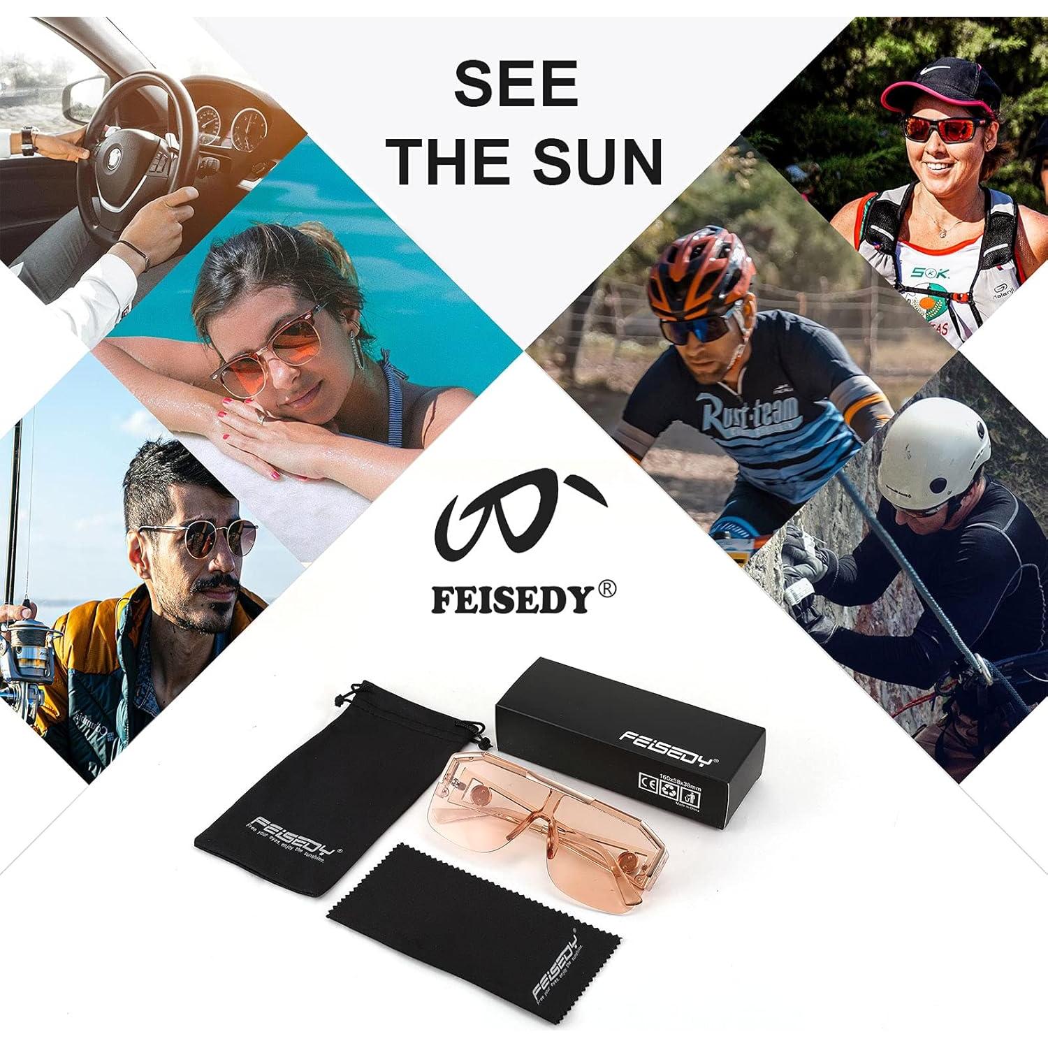 Gafas de Sol FEISEDY Cuadradas UV400 Rosa Champán