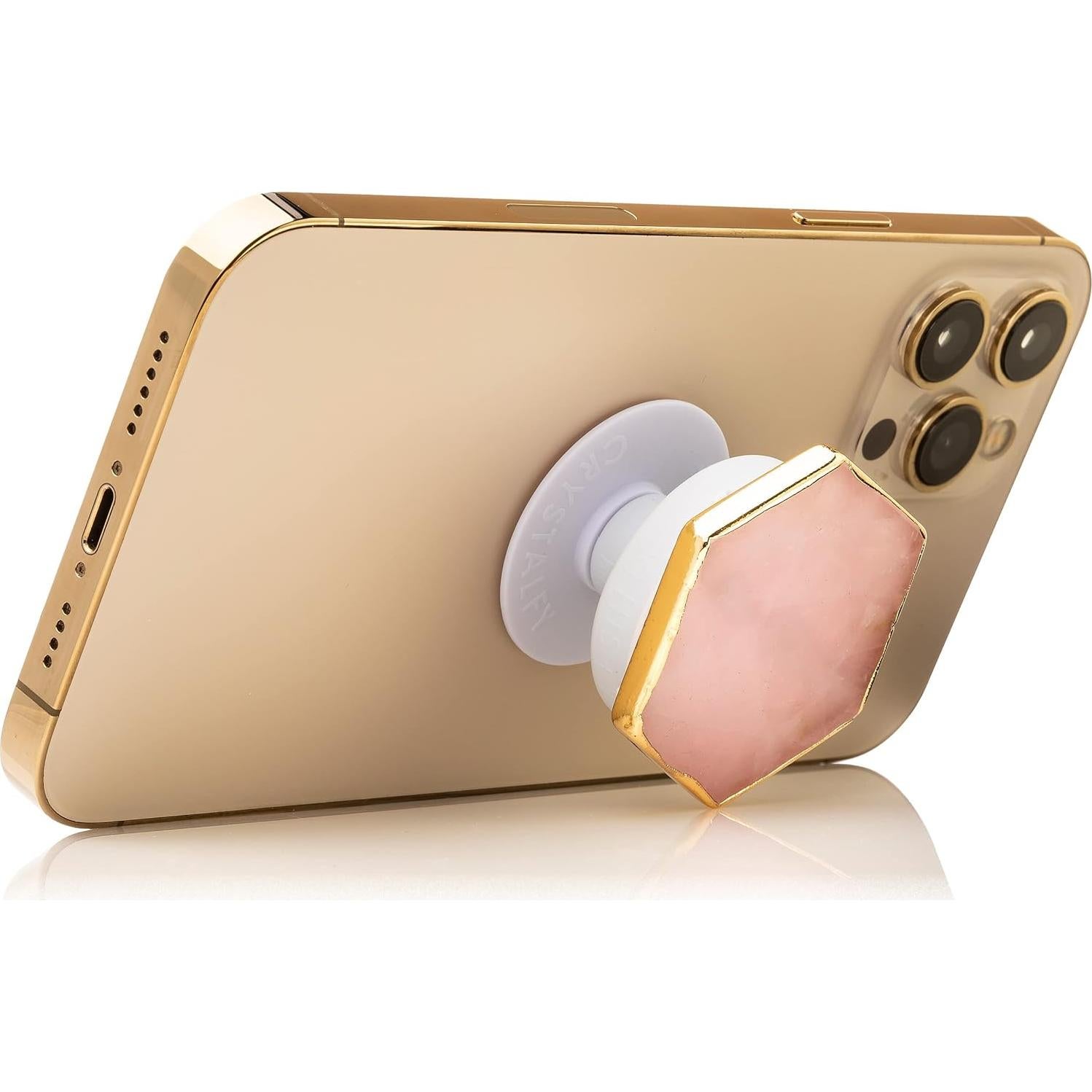 Agarradera de Cuarzo Rosa CRYSTALFY con Adhesivo Magnético