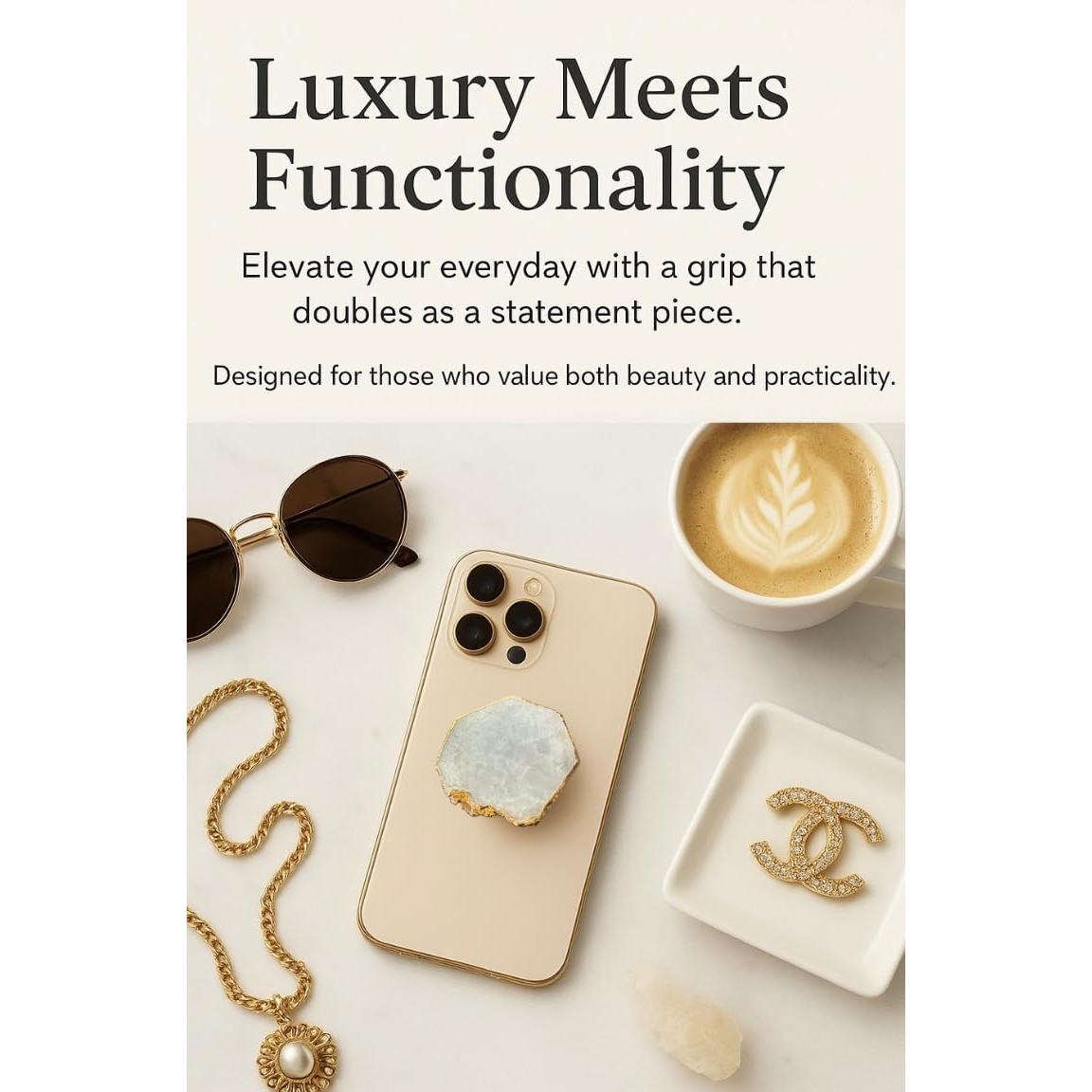 Agarradera de Cuarzo Rosa CRYSTALFY con Adhesivo Magnético