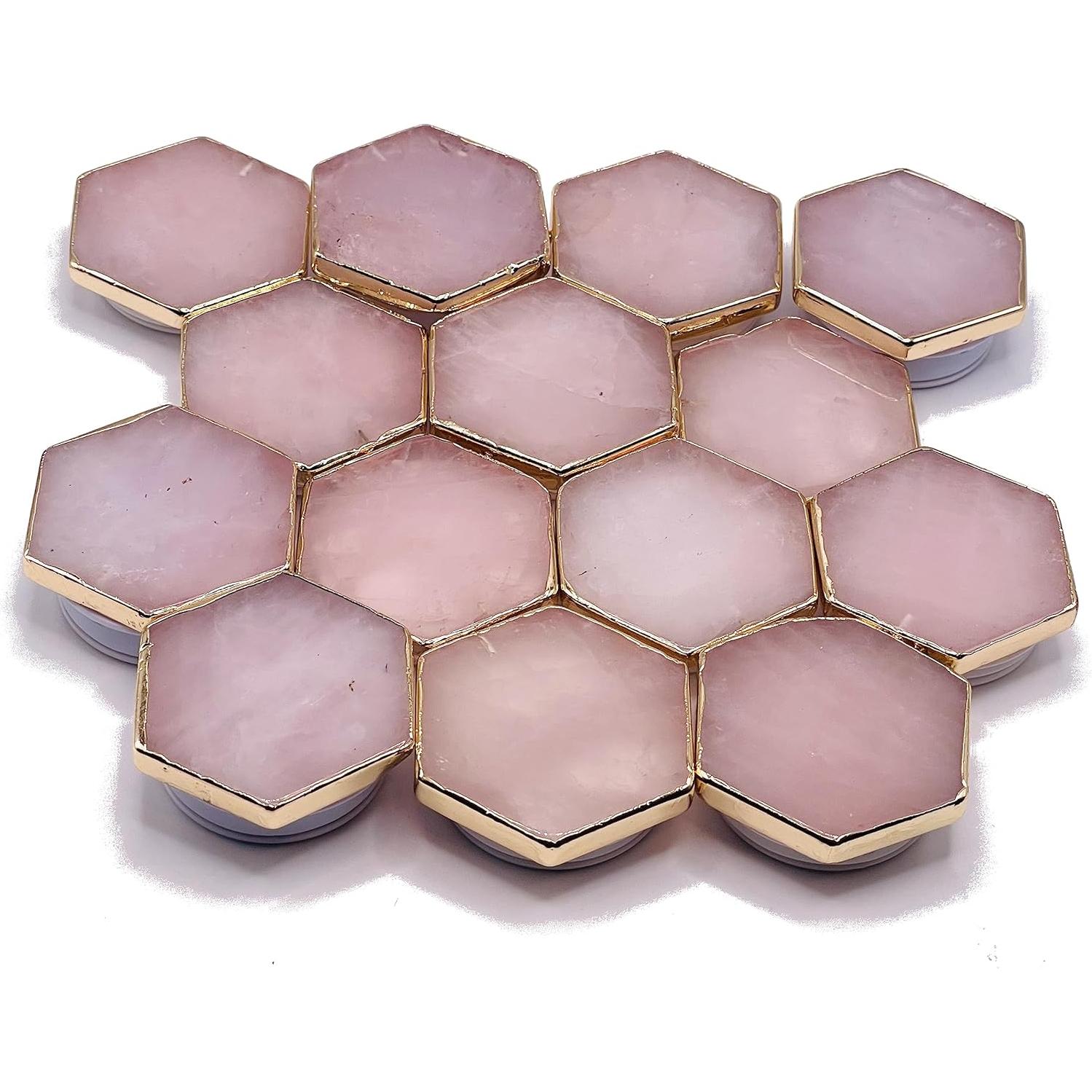 Agarradera de Cuarzo Rosa CRYSTALFY con Adhesivo Magnético