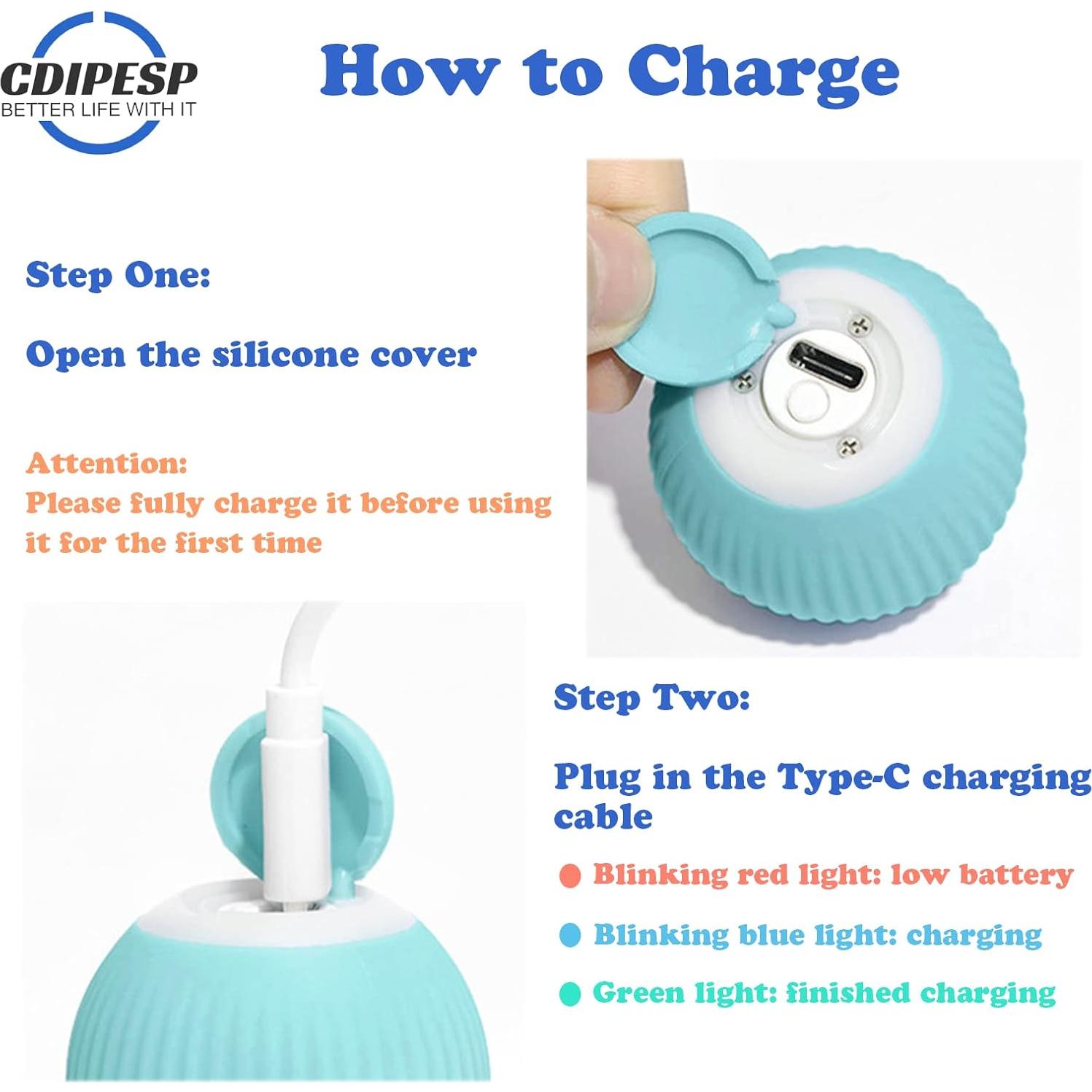 Bola Rodante Automática para Perros y Gatos - Cdipesp Azul