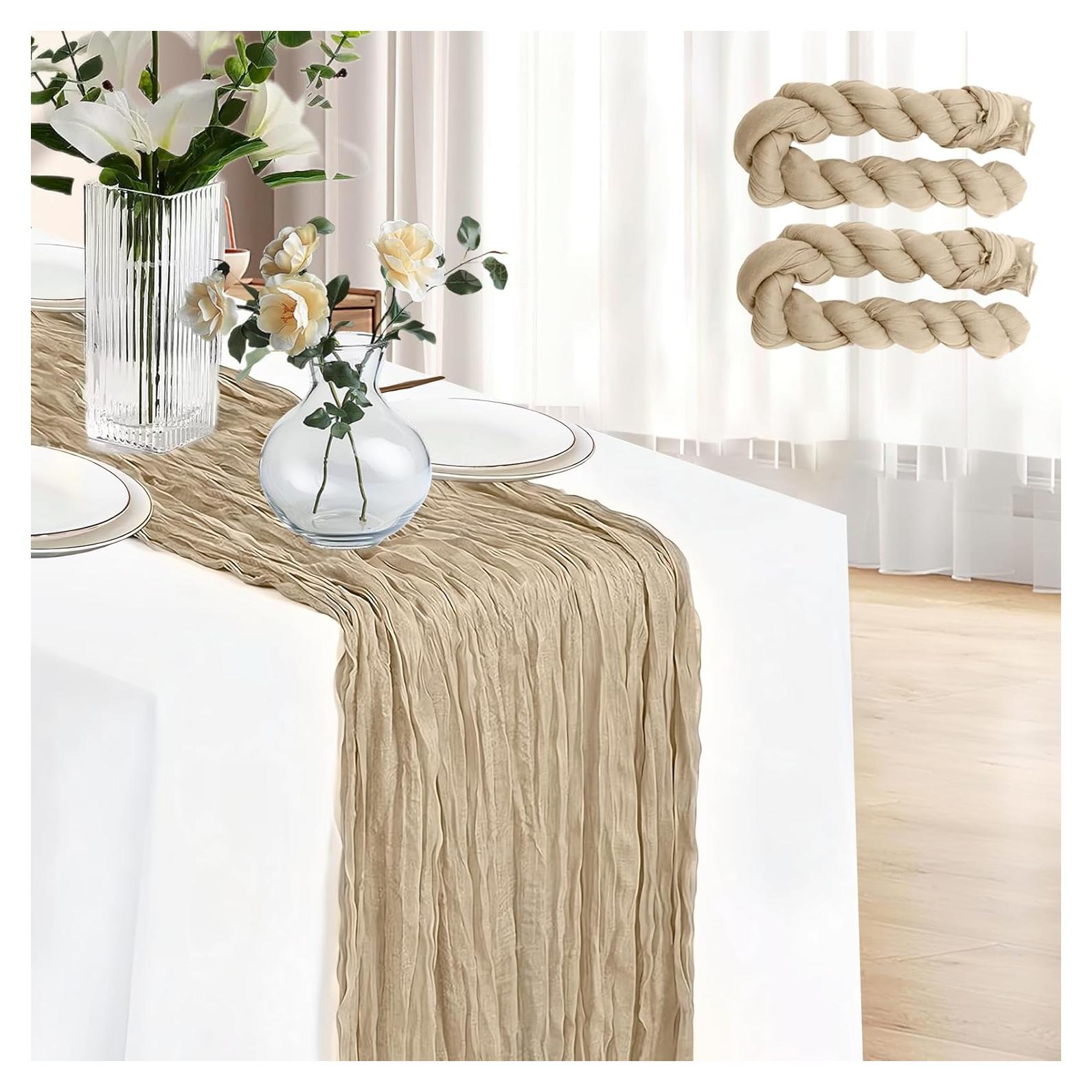 Paquete de 2 Caminos de Mesa Beige 304.8 x 88.9 cm Gasa de Queso