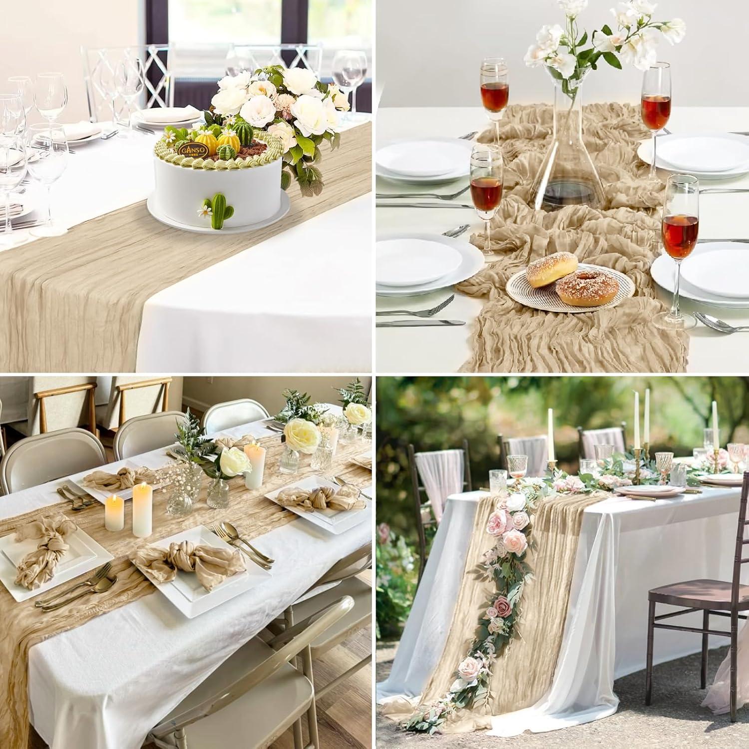 Paquete de 2 Caminos de Mesa Beige 304.8 x 88.9 cm Gasa de Queso