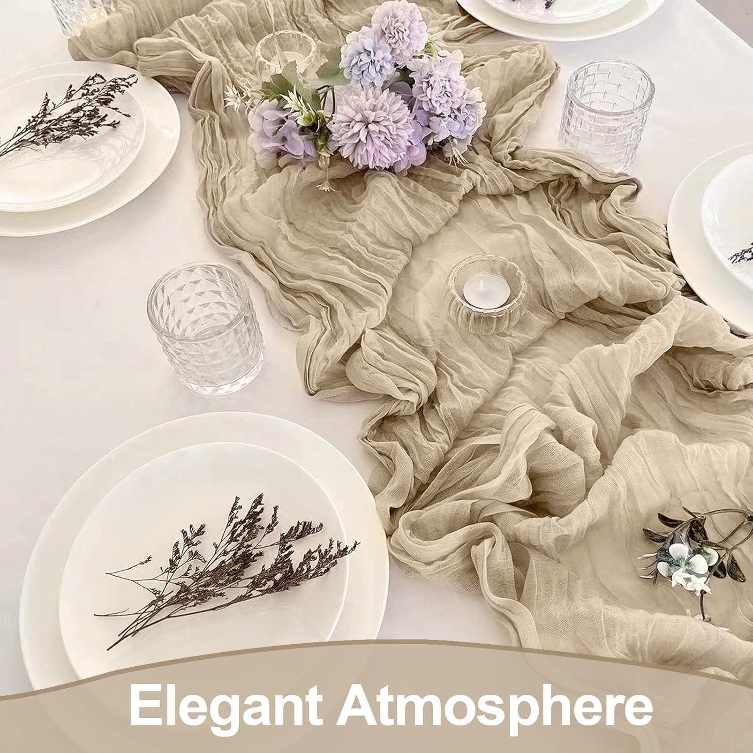 Paquete de 2 Caminos de Mesa Beige 304.8 x 88.9 cm Gasa de Queso