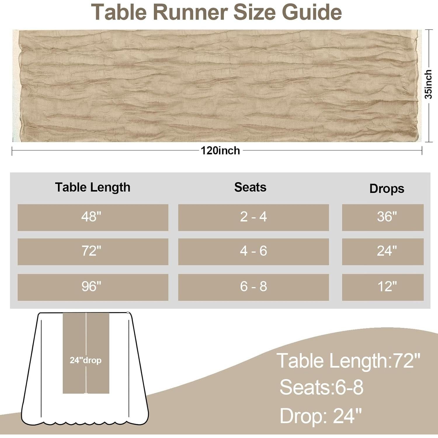Paquete de 2 Caminos de Mesa Beige 304.8 x 88.9 cm Gasa de Queso