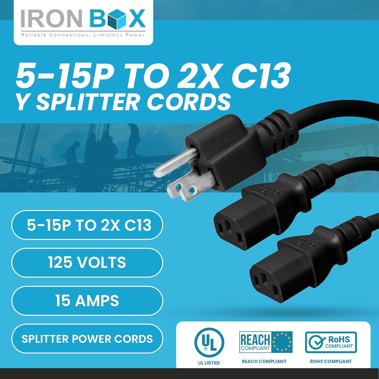 Cable Divisor Y IronBox 5-15P a 2X C13 3.05m 15A 125V