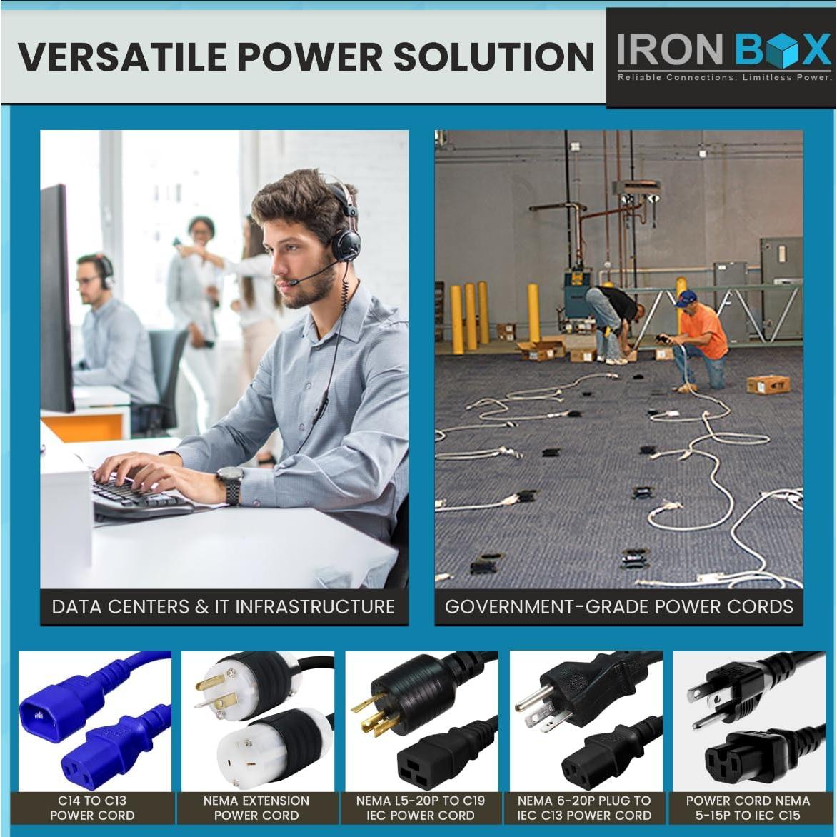 Cable Divisor Y IronBox 5-15P a 2X C13 3.05m 15A 125V