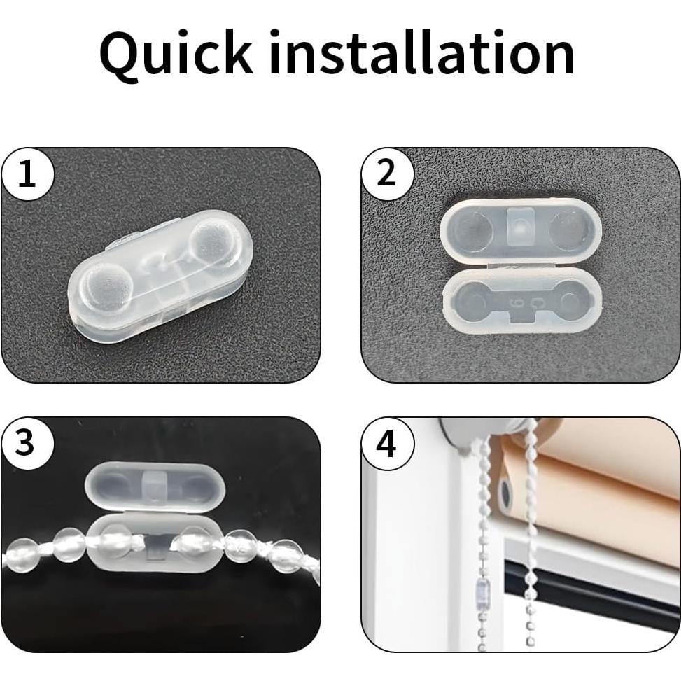 30 Conectores de Cadena de Bolas Acoeitl Plástico Transparente