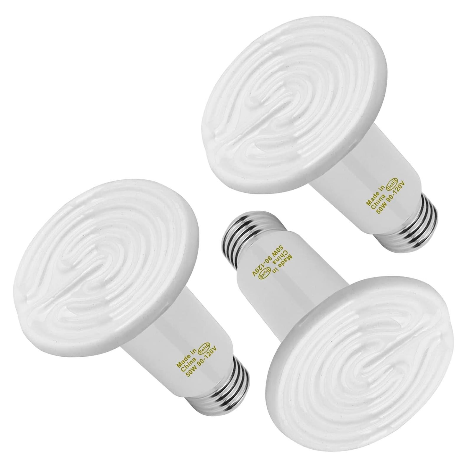 Lámpara de Calor Cerámica 50W WUHOSTAM 3 Paquetes Blanca