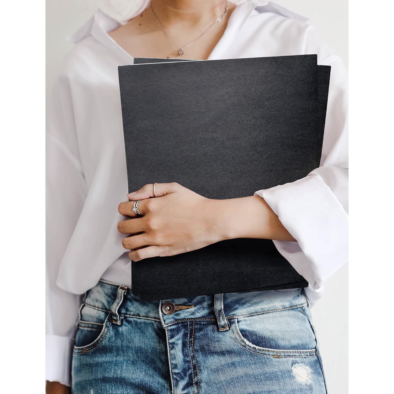 Carpetas de 2 Bolsillos SUNEE Negro 50 Paquete Tamaño Carta