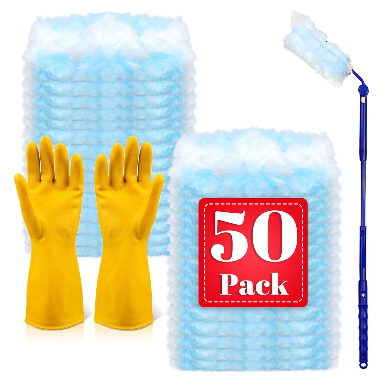 Paquete de 50 Recargas Plumero Swiffer + 5 Mangos Extensibles
