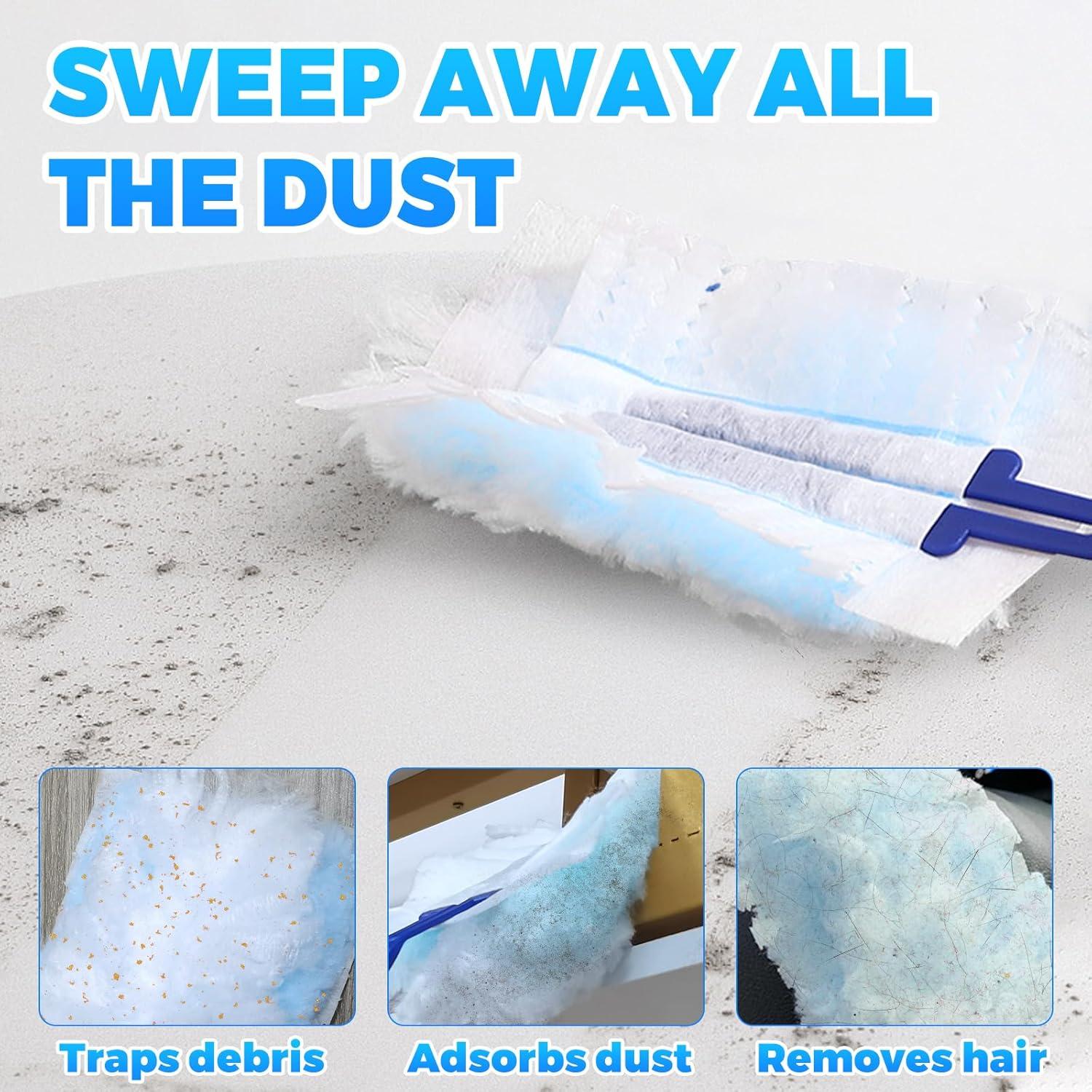 Paquete de 50 Recargas Plumero Swiffer + 5 Mangos Extensibles