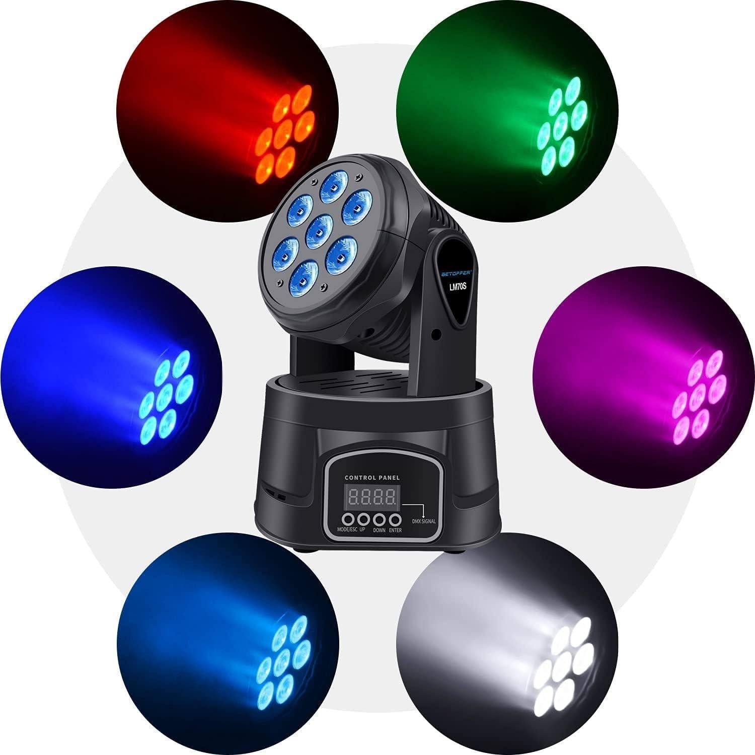 BETOPPER Luz DJ Cabeza Móvil Mini RGBW 7x8W para Eventos
