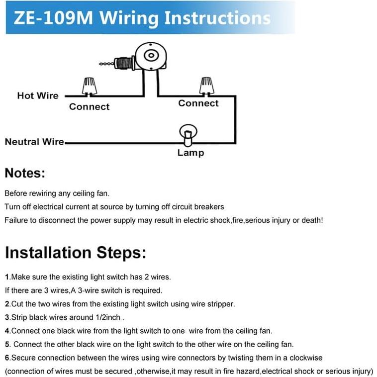 Interruptor de Luz para Ventilador de Techo Bsentster ZE-109M