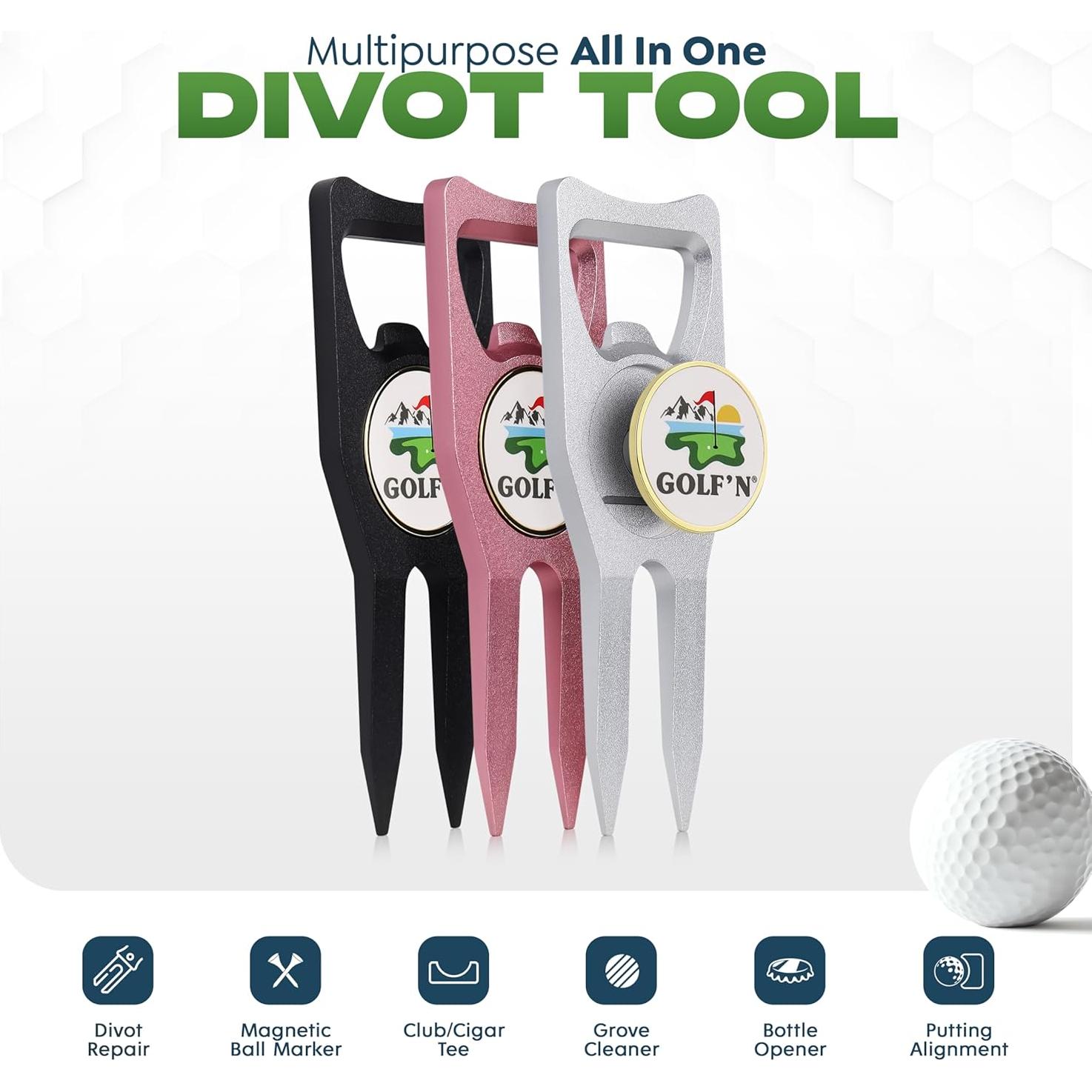 Herramienta de Divot Golf'N de Aluminio con Marcador Magnético