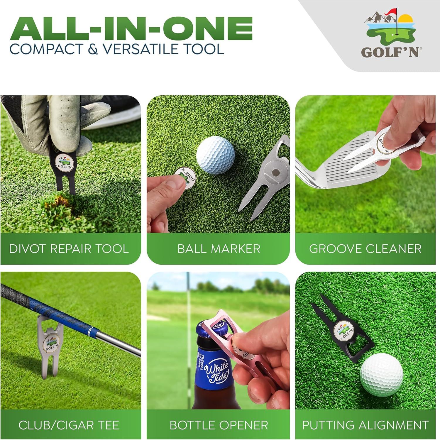 Herramienta de Divot Golf'N de Aluminio con Marcador Magnético