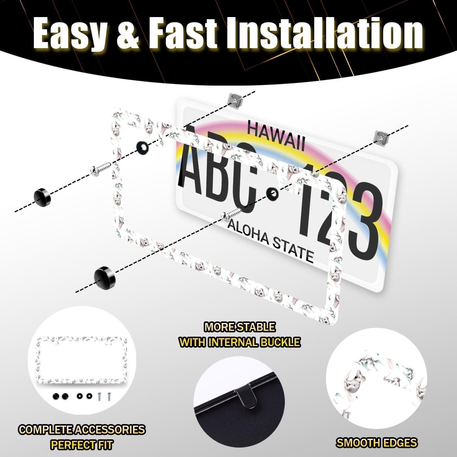 Marco de Placa de Licencia MUAWUOIK Koala Acuarela 31.2x16 cm