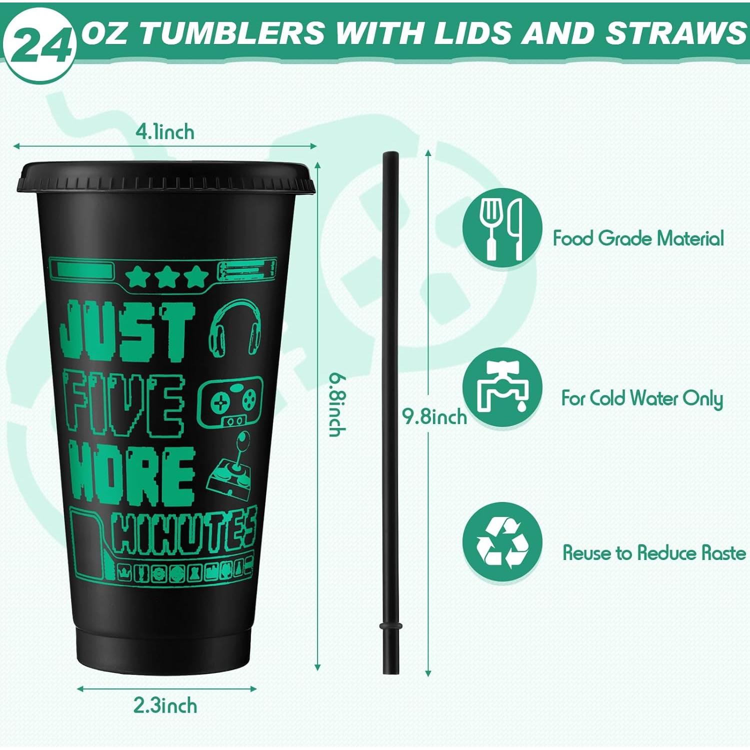 Vasos de Plástico Reutilizables Mifoci 12 Pcs 710 ml Negro