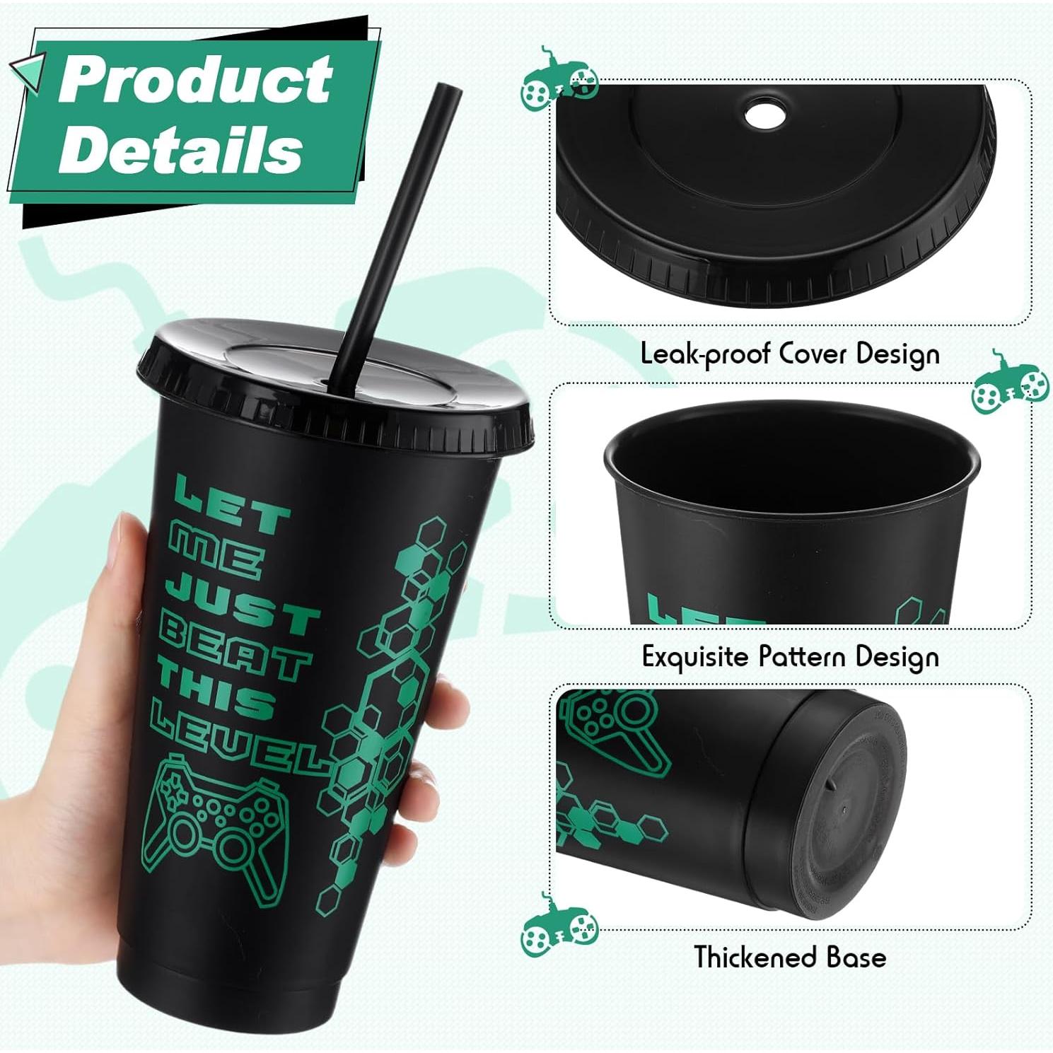 Vasos de Plástico Reutilizables Mifoci 12 Pcs 710 ml Negro