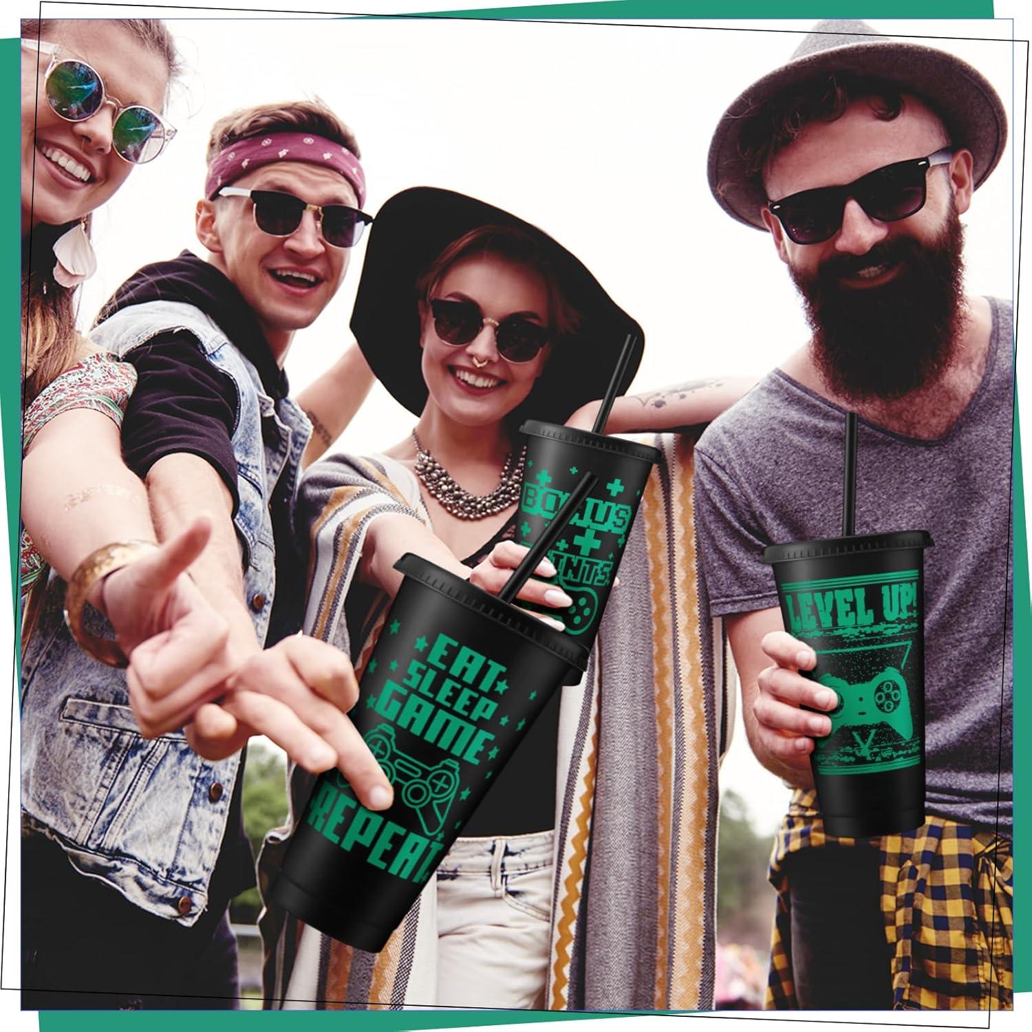 Vasos de Plástico Reutilizables Mifoci 12 Pcs 710 ml Negro