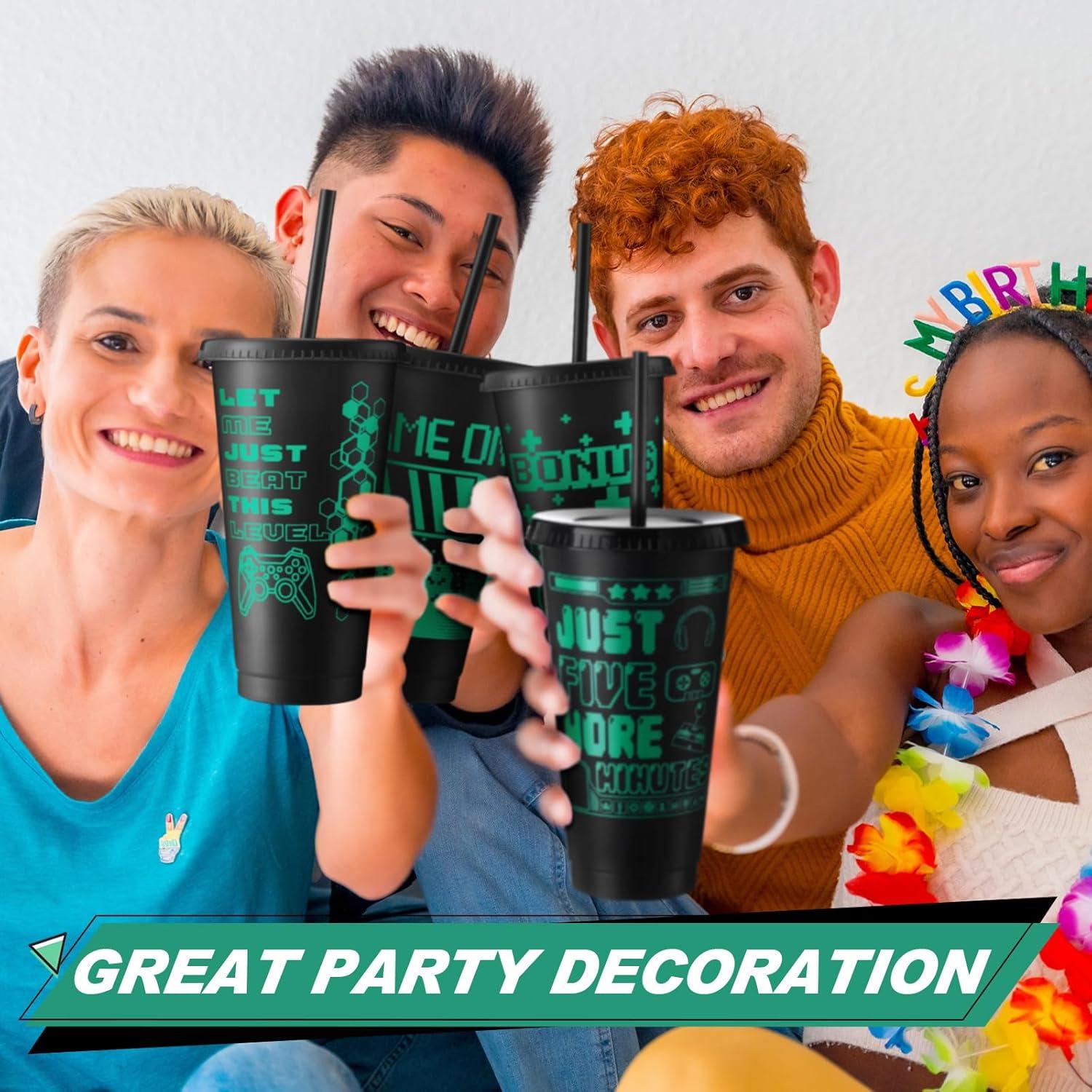 Vasos de Plástico Reutilizables Mifoci 12 Pcs 710 ml Negro