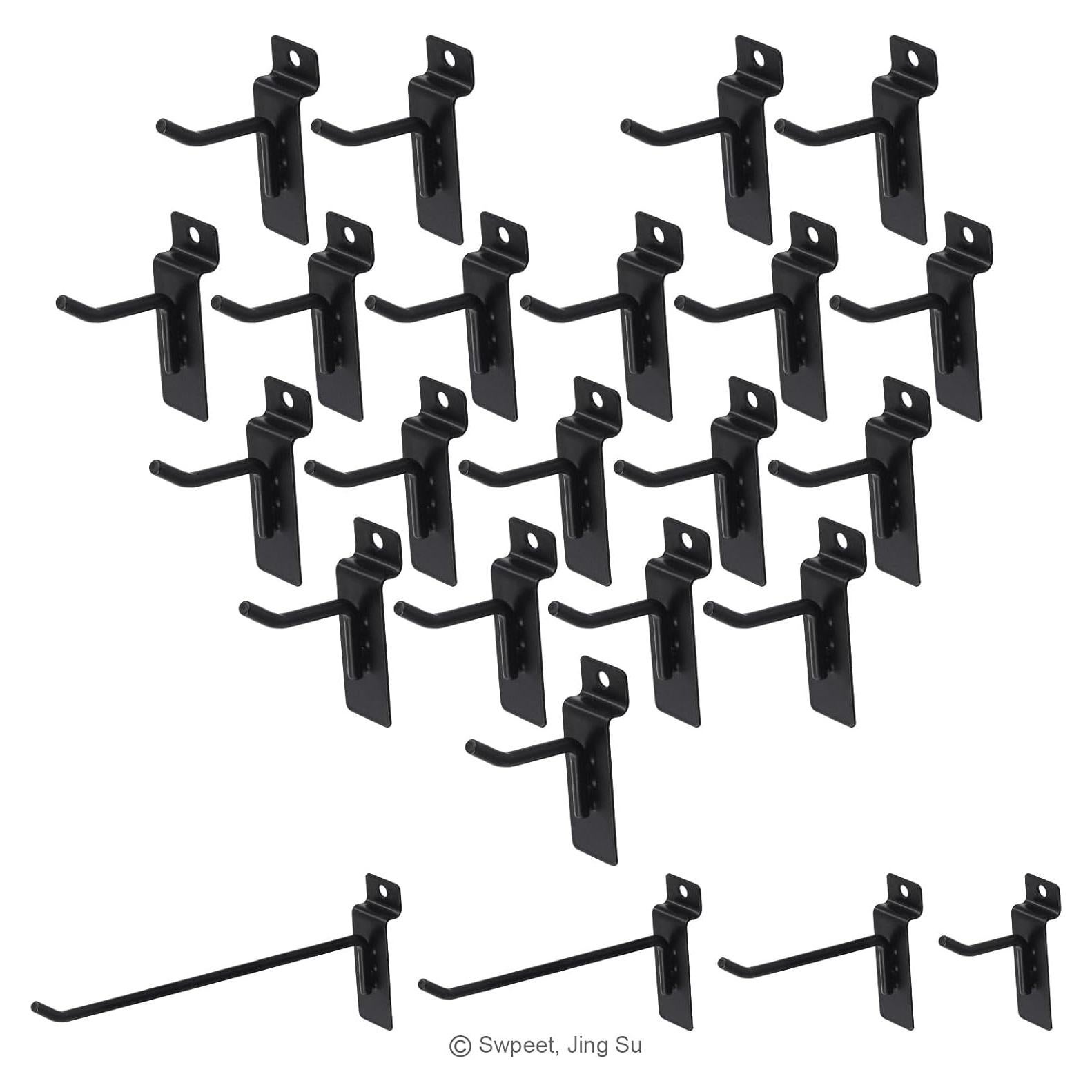 Ganchos de Slatwall Swpeet 20Pcs 5.08 cm Alta Resistencia Negro