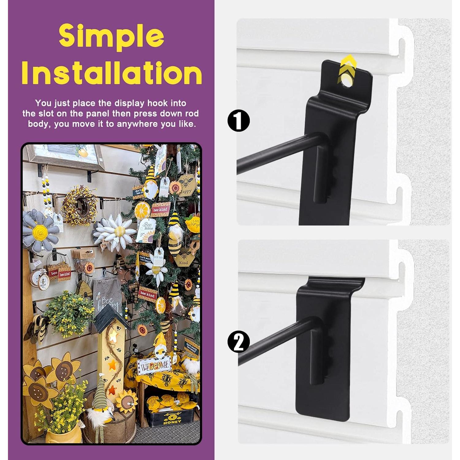 Ganchos de Slatwall Swpeet 20Pcs 5.08 cm Alta Resistencia Negro