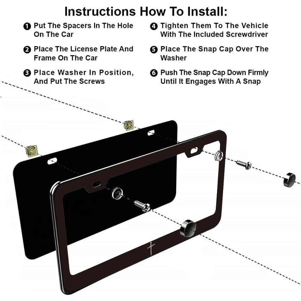 Paquete de 2 Marcos de Placa de Licencia LYUQAPZ Metal Negro