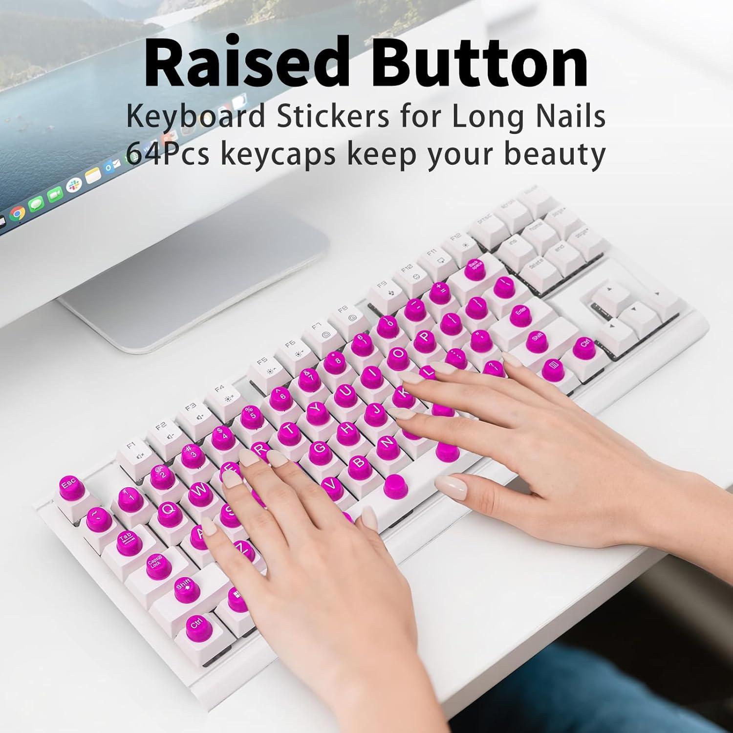 Calcomanías de Teclado Elevadas Botón Elevado 64pcs Rosa Brillante