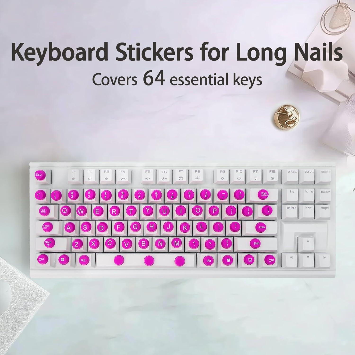 Calcomanías de Teclado Elevadas Botón Elevado 64pcs Rosa Brillante