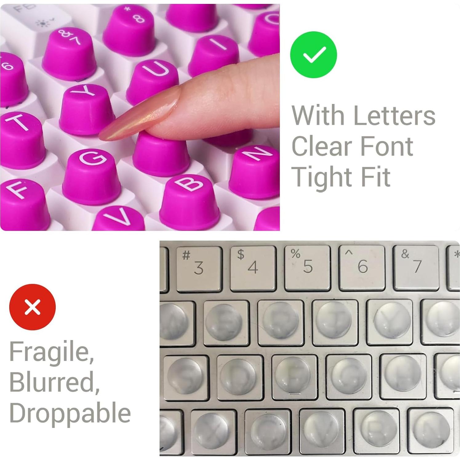 Calcomanías de Teclado Elevadas Botón Elevado 64pcs Rosa Brillante