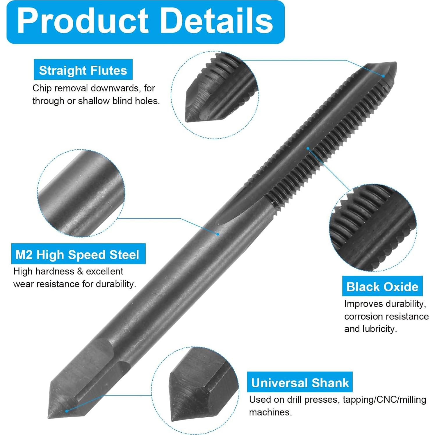 Juego de Brocas y Machos uxcell HSS-6542 1/4-32 UNEF y 5.5mm