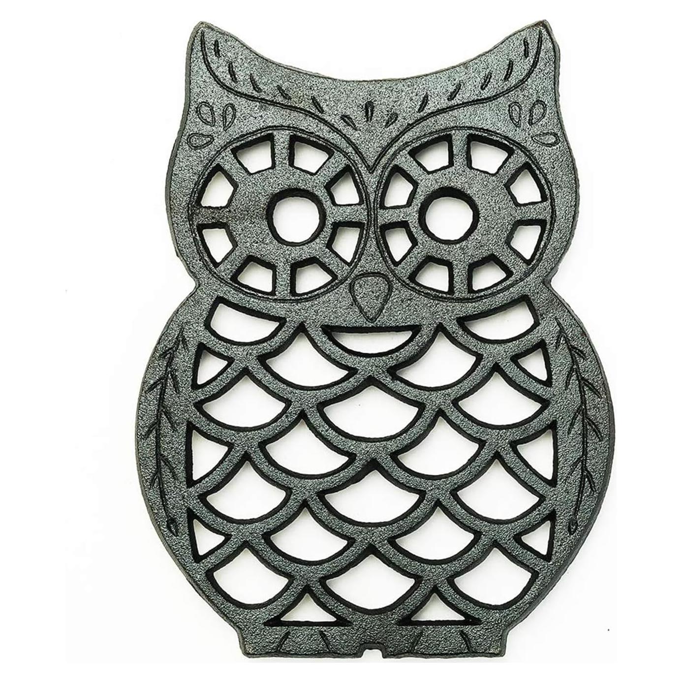 Sostenedor Decorativo de Hierro Fundido Sungmor Búho Negro 23x17cm