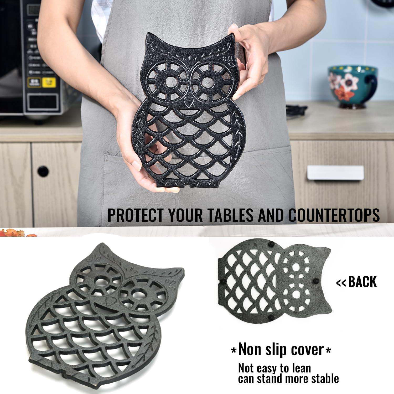 Sostenedor Decorativo de Hierro Fundido Sungmor Búho Negro 23x17cm