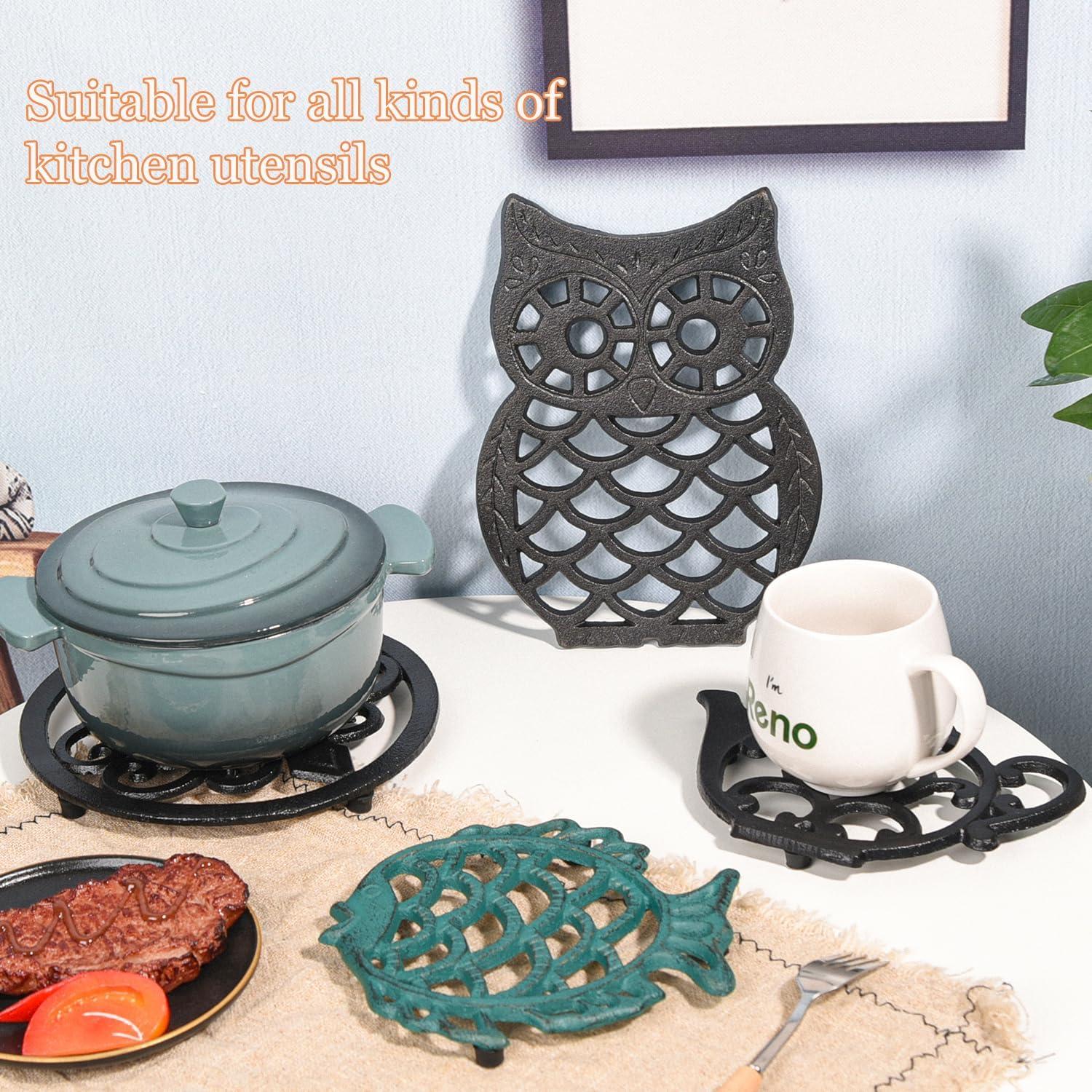 Sostenedor Decorativo de Hierro Fundido Sungmor Búho Negro 23x17cm