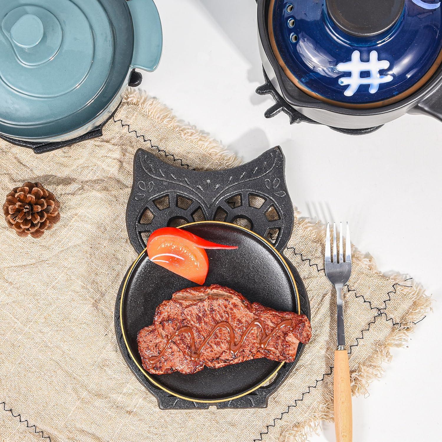 Sostenedor Decorativo de Hierro Fundido Sungmor Búho Negro 23x17cm