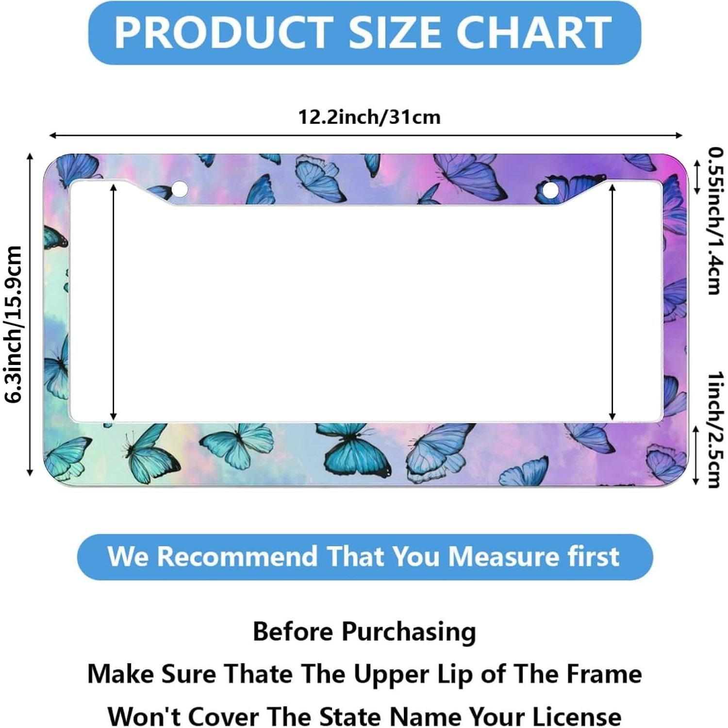 Marcos de Placa de Licencia Aluminio LBHGUJGUG Azul 2 Pcs