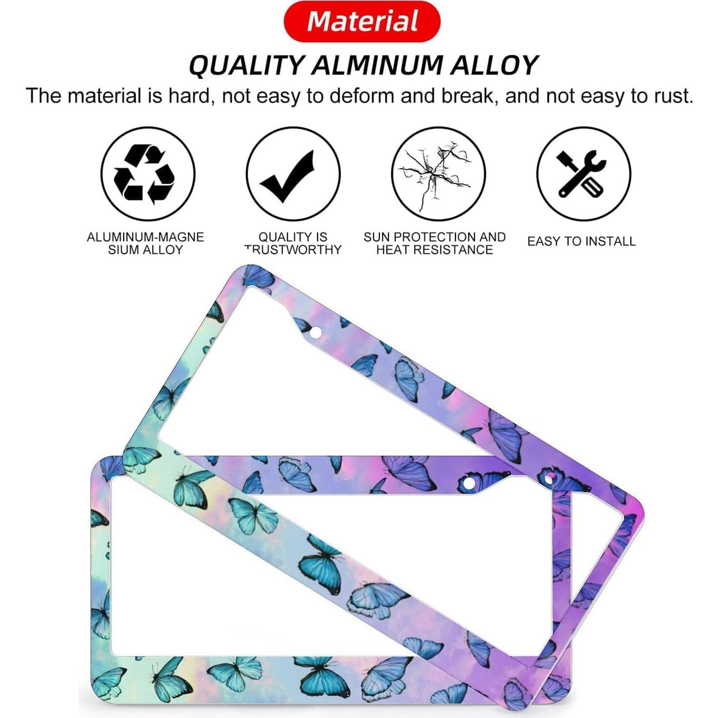 Marcos de Placa de Licencia Aluminio LBHGUJGUG Azul 2 Pcs