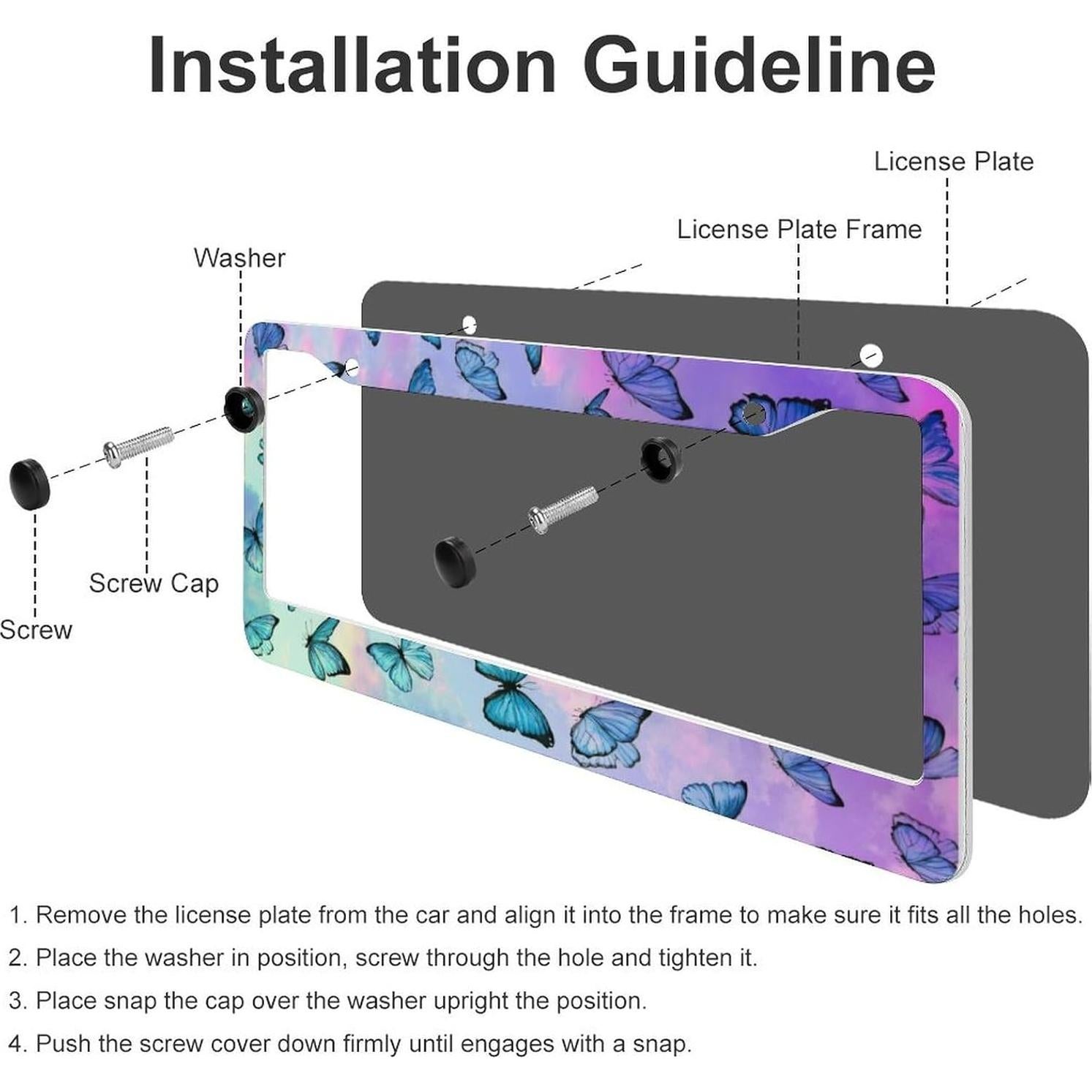 Marcos de Placa de Licencia Aluminio LBHGUJGUG Azul 2 Pcs