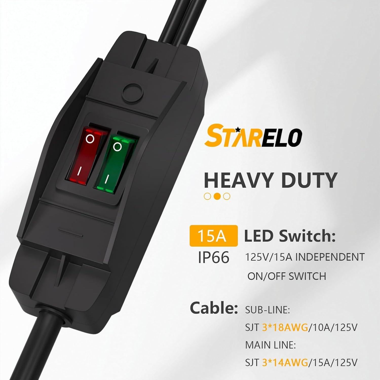 Cable de Extensión STARELO 0.49m con Interruptor ON/OFF 14AWG