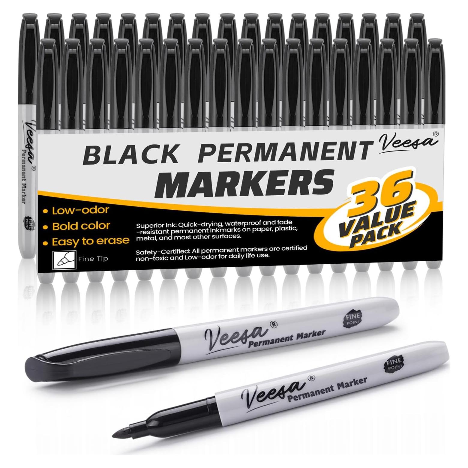 Marcadores Permanentes VEESA Negros Punta Fina 36 Unidades