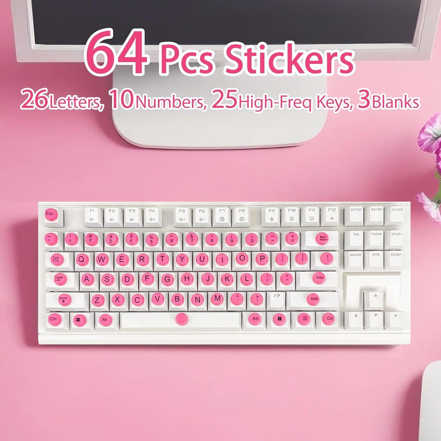 Pegatinas de Teclado para Uñas Largas Majeree 64 Pcs Rosa