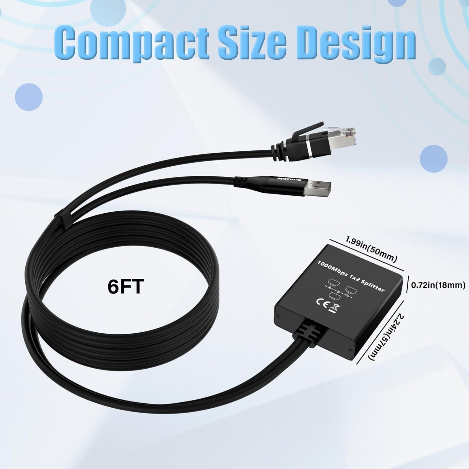 Divisor Ethernet Gigabit Conable 1 a 2 Salidas RJ45 1000Mbps