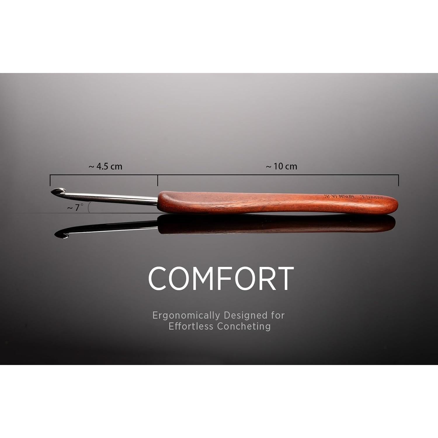 Gancho de Crochet Ergonómico SEVENSUN 0.6mm Acero Inoxidable