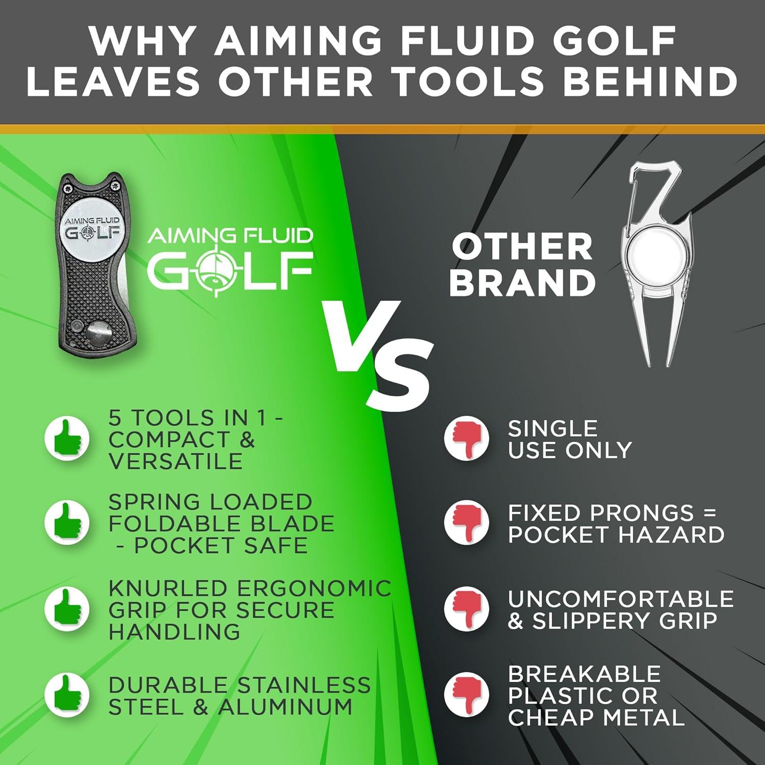 Herramienta de Divot de Golf 5 en 1 Aiming Fluid Golf - Metal